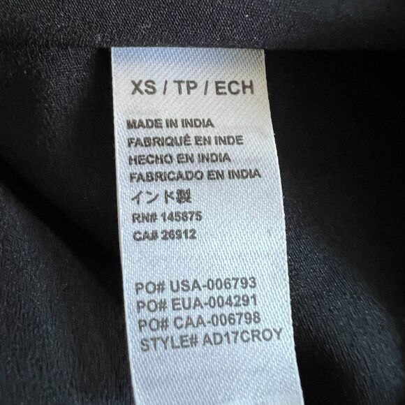 Amuse Society Women Tunic Top Blouse XS Black Silver Thread 3/4 Sleeve Tie Boho - Picture 12 of 16